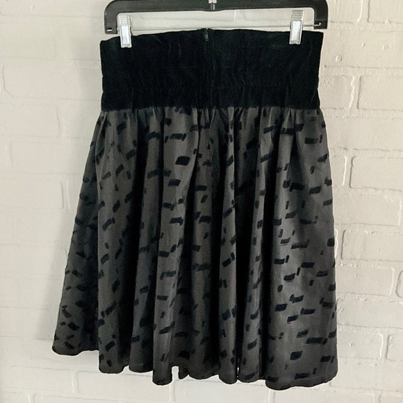 Vintage 80s A-Line Skirt Fairy Flowy Dark Romantic Goth Black Burnout Velvet M - Picture 4 of 6